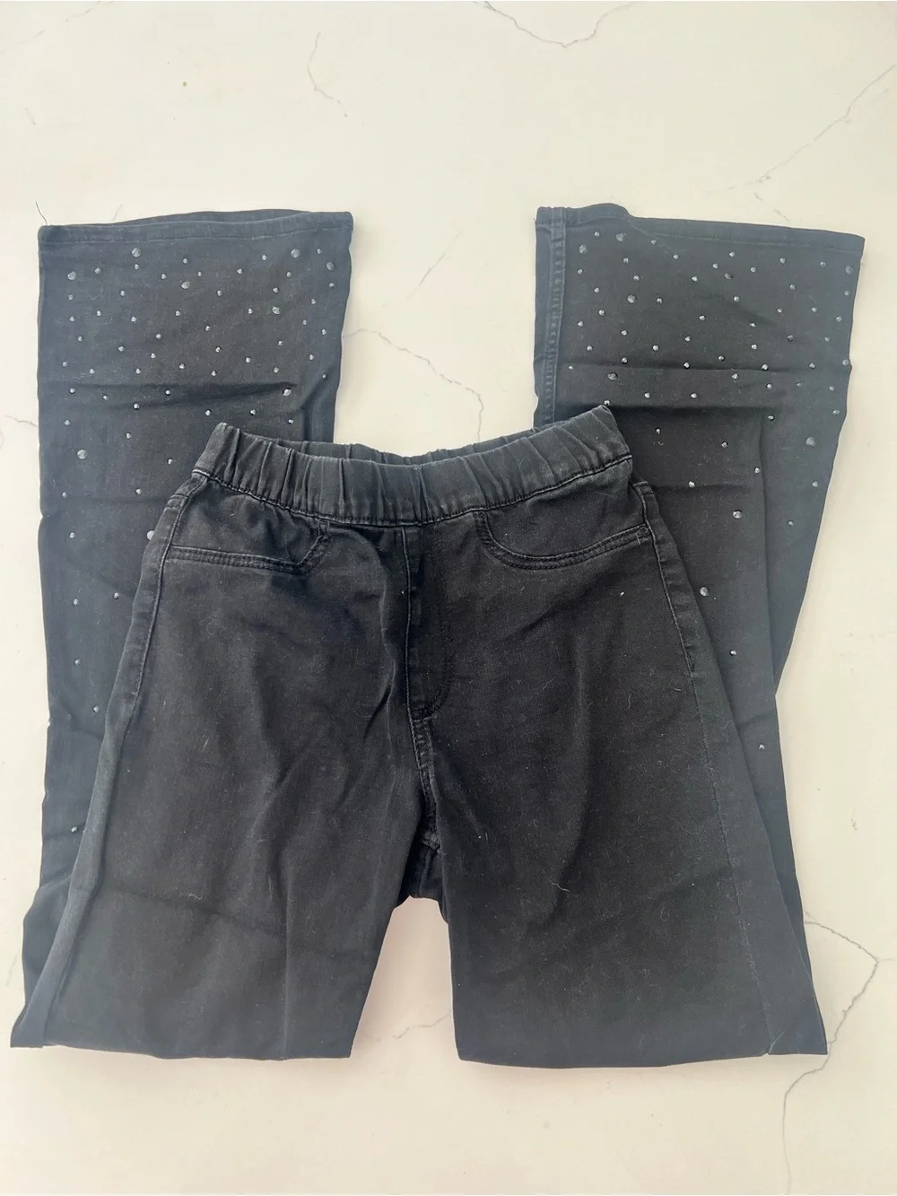 Girls H&M Black Stretch Jeans with Sparkle sequins at lower bottom
